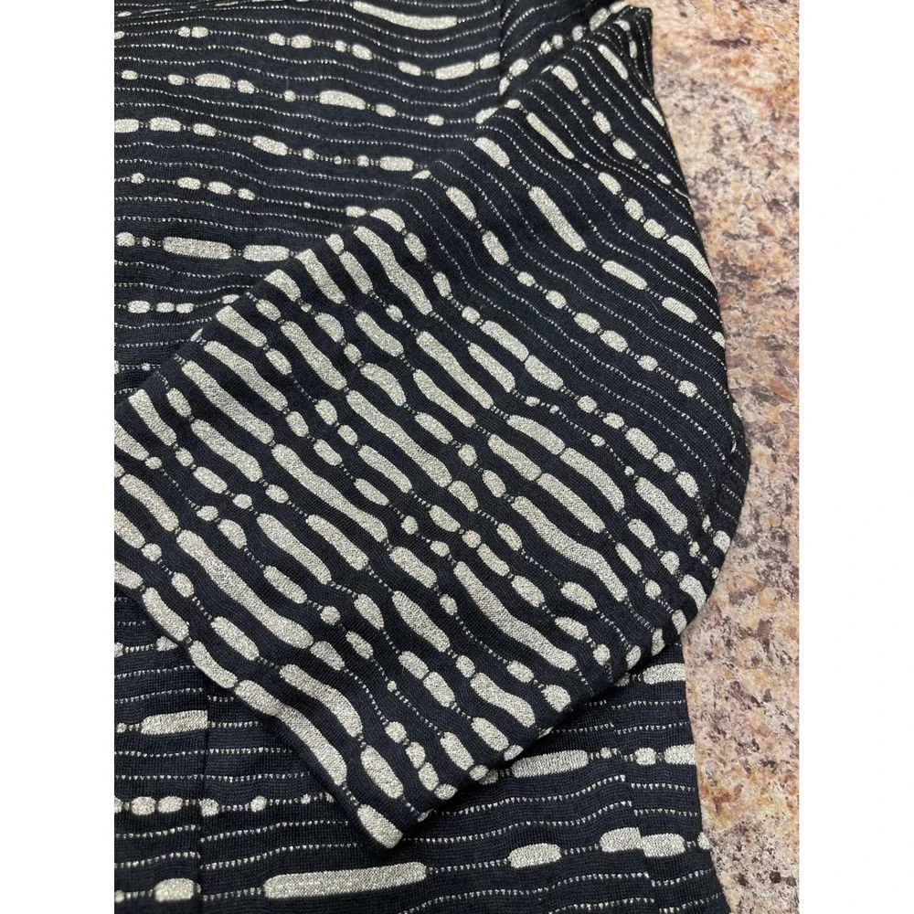 Adrianna Papell Black Gold Metallic Textured Sheath Dress Elbow Sleeve Size 12